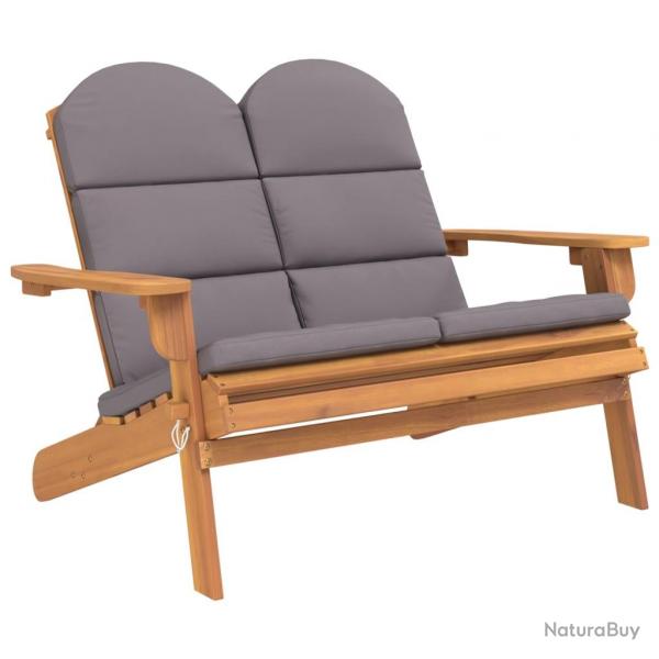 Banc de jardin meuble de patio d'extrieur terrasse et coussins 126 cm bois massif acacia 02_0011338