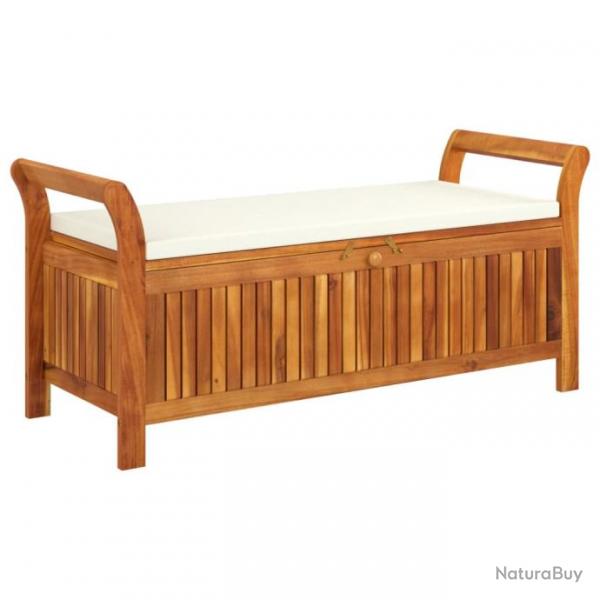 Banc de jardin meuble de patio d'extrieur terrasse de rangement de jardin avec coussin 126 cm bois