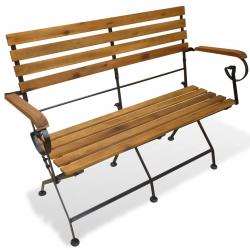 Banc de jardin meuble de patio d'extérieur terrasse pliable de jardin 112 cm bois d'acacia solide 0