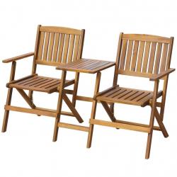 Banc de jardin meuble de patio d'extérieur terrasse pliant et table à thé 140cm bois d'acacia solid
