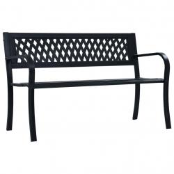 Banc de jardin meuble de patio d'extérieur terrasse noir 120 cm acier 02_0011752