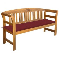 Banc de jardin meuble de patio d'extérieur terrasse avec coussin 157 cm bois d'acacia massif 02_001