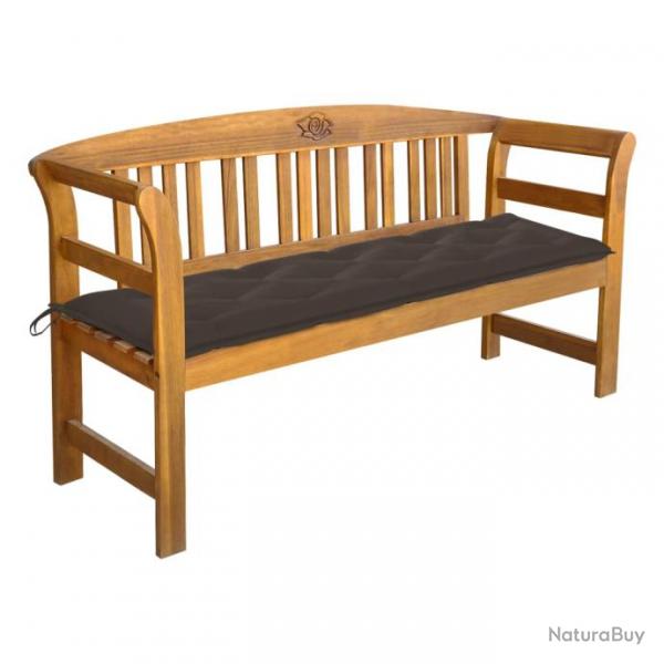 Banc de jardin meuble de patio d'extrieur terrasse avec coussin 157 cm bois d'acacia massif 02_001