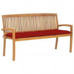 Banc de jardin meuble de patio d'extérieur terrasse empilable et coussin 159 cm bois de teck massif
