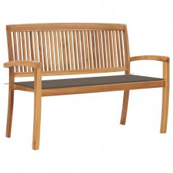 Banc de jardin meuble de patio d'extérieur terrasse empilable et coussin 128,5cm bois de teck massi