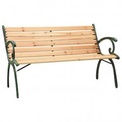 Banc de jardin meuble de patio d'extérieur terrasse 116 cm fonte et bois massif de sapin 02_0011187