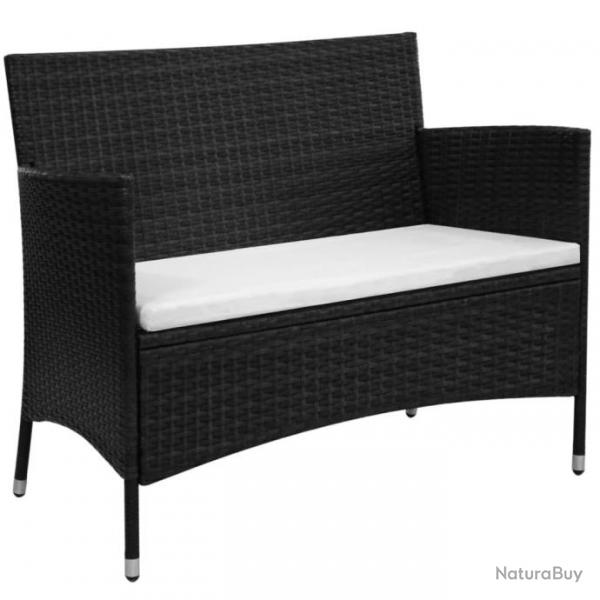 Banc de jardin meuble de patio d'extrieur terrasse 100 cm rsine tresse noir 02_0011144