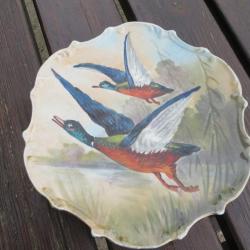 VINTAGE - Assiette décorative en porcelaine de Limoges "Canards en vols" « DADAT »