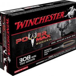 Munitions Winchester Power Max bonded Cal.308win. 150gr 9.72g par 20