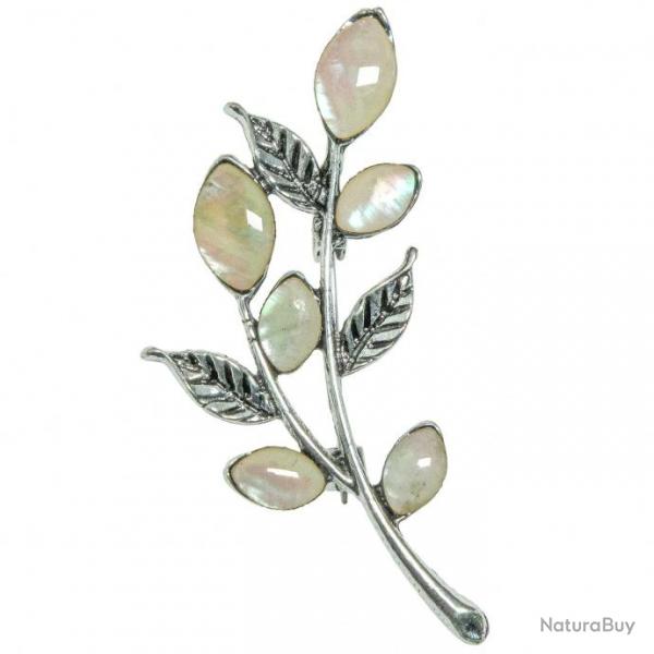 Broche petite branche avec nacre blanche