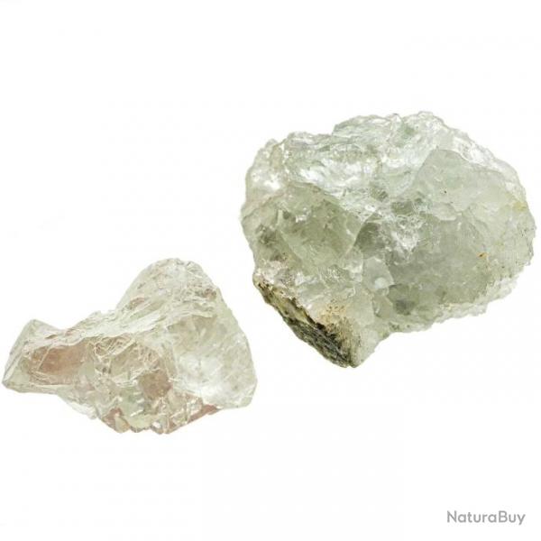 Fluorites vertes cristallises sur matrice silico-calcaire - 82 grammes - Lot de 2