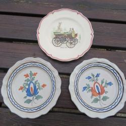 VINTAGE - Lot de trois assiettes décorative en porcelaine a décors divers (XXé)