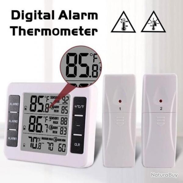 Thermomtre Numrique Sans Fil Intrieur Extrieur 2 Capteurs Alarme