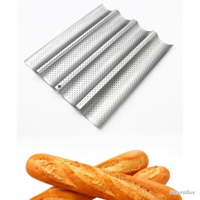 Plaque de Cuisson pain Moule pour 4 Baguettes Anti-Adhésif - Plats