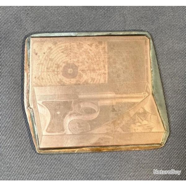 Pas courant, plaque d'imprimeur pistolet de tir dans sa boite