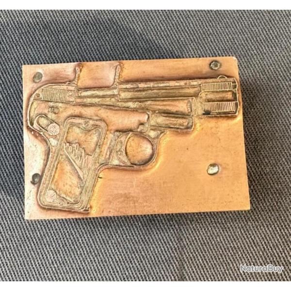 Jeu de deux plaques d'imprimeur, mthode de dmontage pistoler 6.35 MELIOR