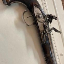 Pistolet silex / Platine Galet / Poinçon d'épreuve de St Étienne Couronne Lauriers  / canon lisse