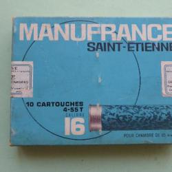 RARE BOÎTE CARTOUCHES CHASSE ANCIENNE - Marque MANUFRANCE -  CAL 16  - N° 000 - type 4-55 T