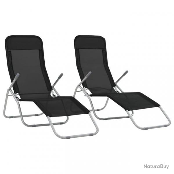 Chaises longues transat pliables 2 pices textilne noir 02_0011951