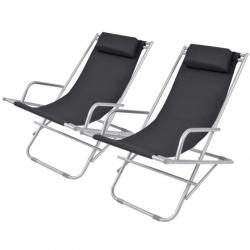 Lot de deux chaises inclinables de terrasse acier noir 02_0011904