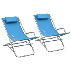 Lot de deux transat chaises à bascule acier bleu 02_0011988