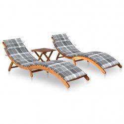 Lot de 2 transats chaise longue bain de soleil lit de jardin terrasse meuble d'extérieur avec table