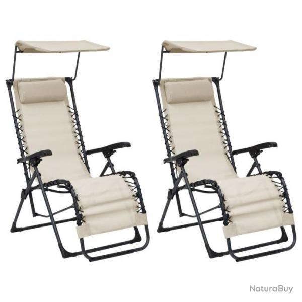 Lot de deux chaises pliables de terrasse textilne crme 02_0011984