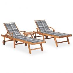 Lot de 2 transats chaise longue bain de soleil lit de jardin terrasse meuble d'extérieur avec table