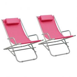 Lot de deux chaises à bascule acier rose 02_0011990