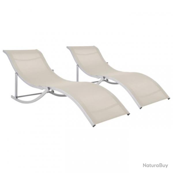 Lot de deux chaises longues pliables textilne crme 02_0011947