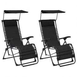 Lot de deux chaises pliables de terrasse textilène noir 02_0011986