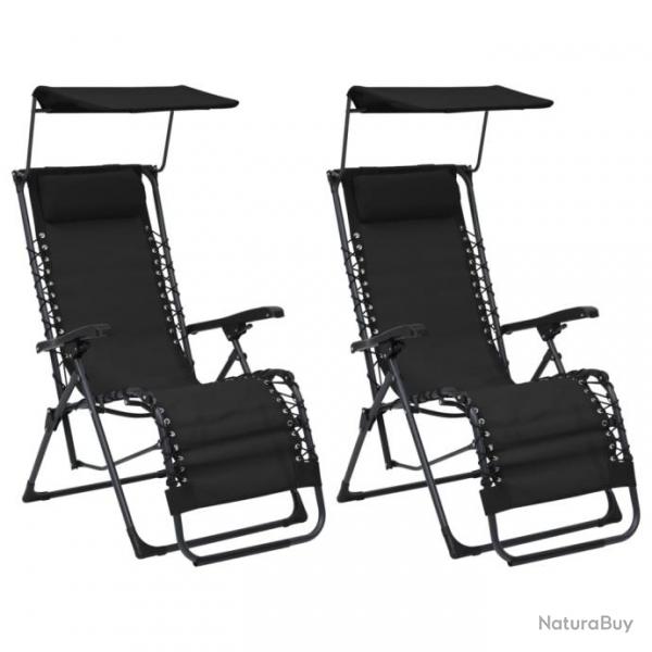 Lot de deux chaises pliables de terrasse textilne noir 02_0011986