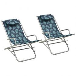 Lot de deux transat chaises à bascule acier motif de feuilles 02_0011989