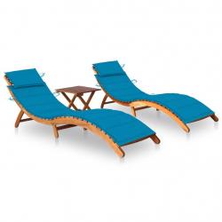 Lot de 2 transats chaise longue bain de soleil lit de jardin terrasse meuble d'extérieur avec table