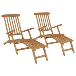 Lot de chaises de terrasse avec repose-pied bois de teck solide 02_0011901