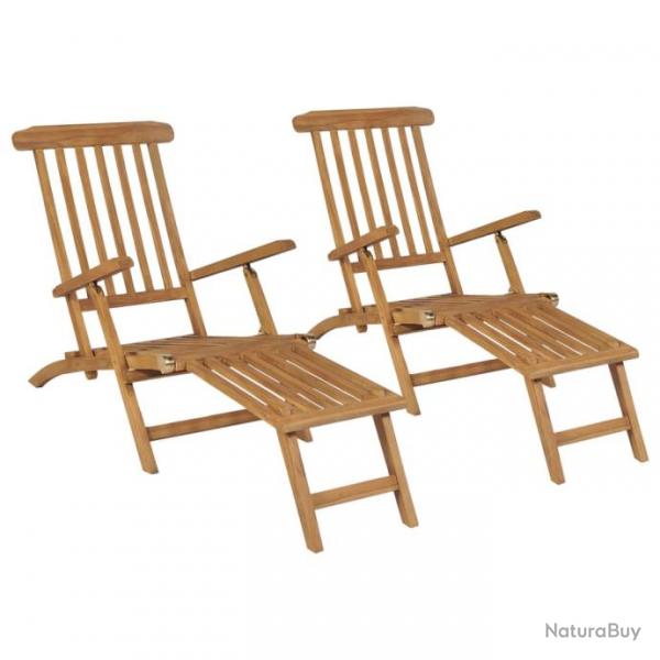 Lot de chaises de terrasse avec repose-pied bois de teck solide 02_0011901