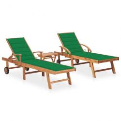 Lot de 2 transats chaise longue bain de soleil lit de jardin terrasse meuble d'extérieur avec table