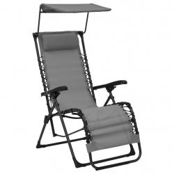 Chaise pliable de terrasse textilène gris 02_0011898