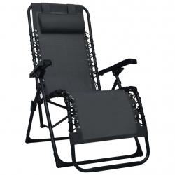Chaise pliable de terrasse textilène noir 02_0011895