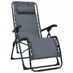 Chaise pliable de terrasse textilène gris 02_0011894
