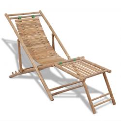 Chaise longue transat d'extérieur avec repose-pied bambou 02_0011887