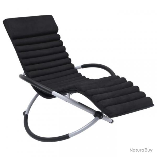 Chaise longue d'extrieur avec coussin acier noir 02_0011886