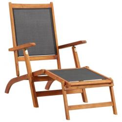 Chaise longue transat d'extérieur bois d'acacia massif et textilene 02_0011890