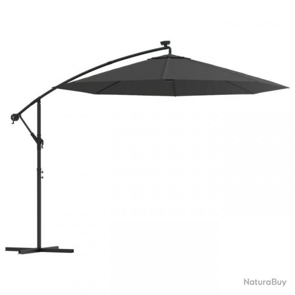 Parasol meuble de jardin en porte--faux led et mt en acier 300 cm anthracite 02_0008641