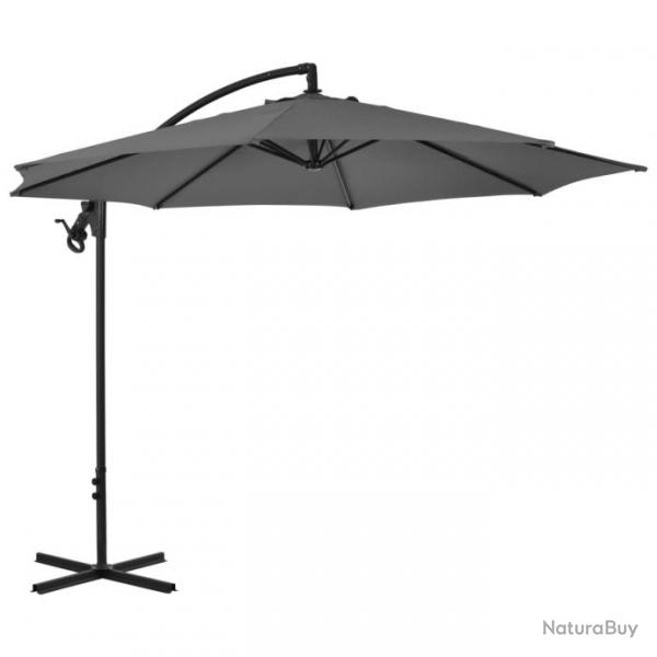 Parasol meuble de jardin en porte--faux avec poteau acier 300 cm anthracite 02_0008648