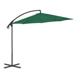 Parasol meuble de jardin en porte-à-faux avec mât en acier 300 cm vert 02_0008647