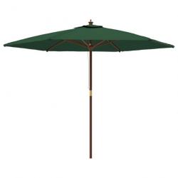Parasol de jardin avec mât en bois 299 x 240 cm vert 02_0008369
