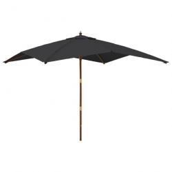 Parasol de jardin avec mât en bois 300 x 300 x 273 cm noir 02_0008345