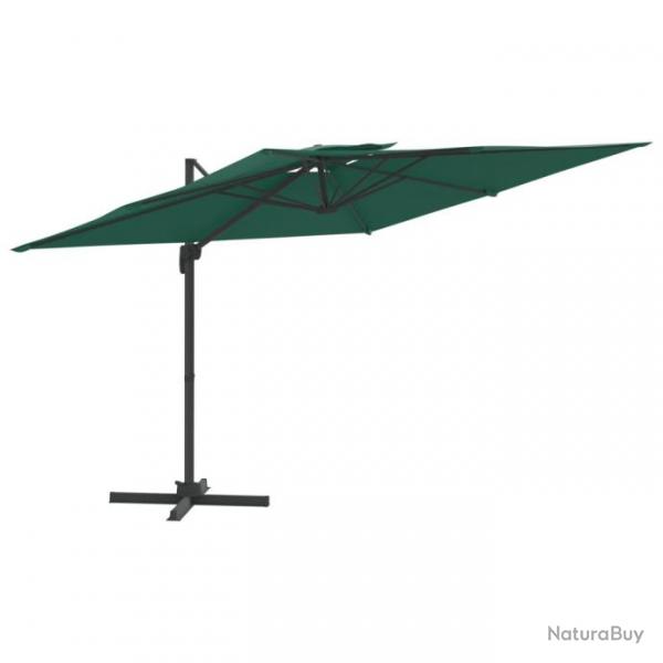 Parasol meuble de jardin cantilever  double toit 300 x 300 cm vert 02_0008163