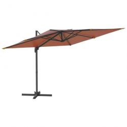 Parasol meuble de jardin déporté avec mât en aluminium 300 x 300 cm orange 02_0008507